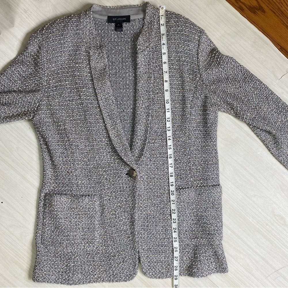 St.John’s Gray tan tweed like Blazer jacket size 12 - Picture 16 of 16